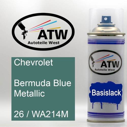 Chevrolet, Bermuda Blue Metallic, 26 / WA214M: 400ml Sprühdose, von ATW Autoteile West.